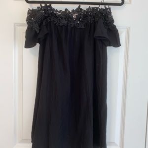 Black dress with lace on top